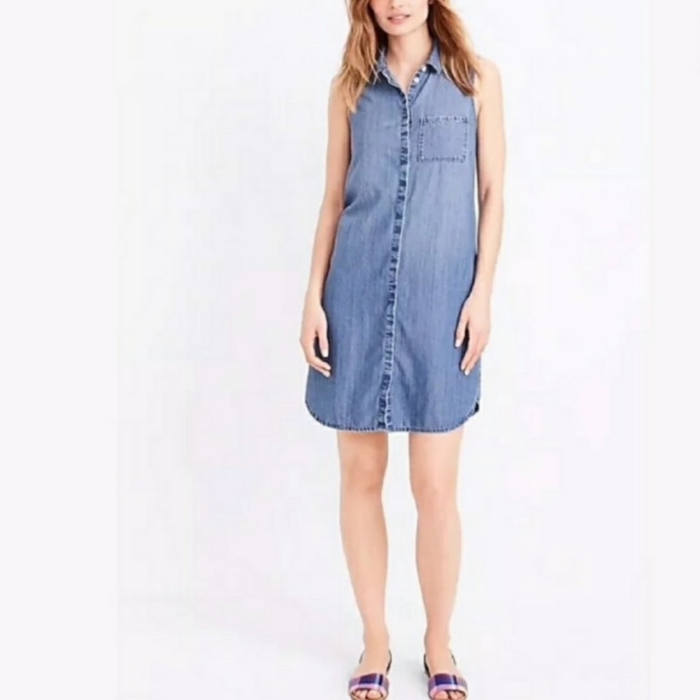 J Crew Blue Jean Button Down Collar Tank Summer Dress - Women's Size XL